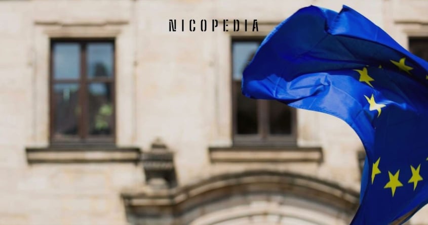 EU-Flagge um das Thema Gesetzesentwurf zu Nikotinalternativen zu illustrieren