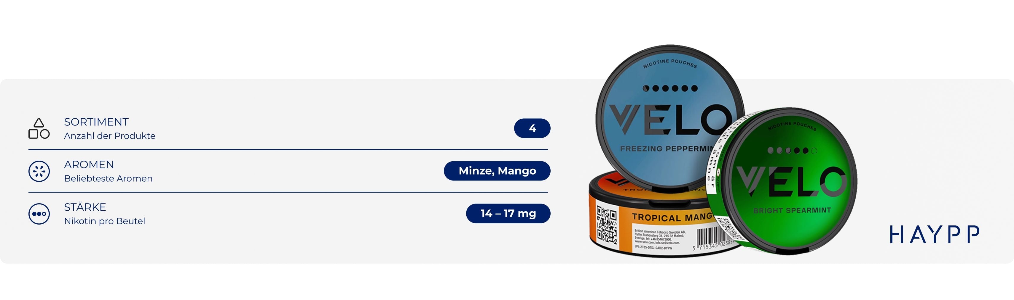 VELO 5 & VELO 6 Produktdetails 