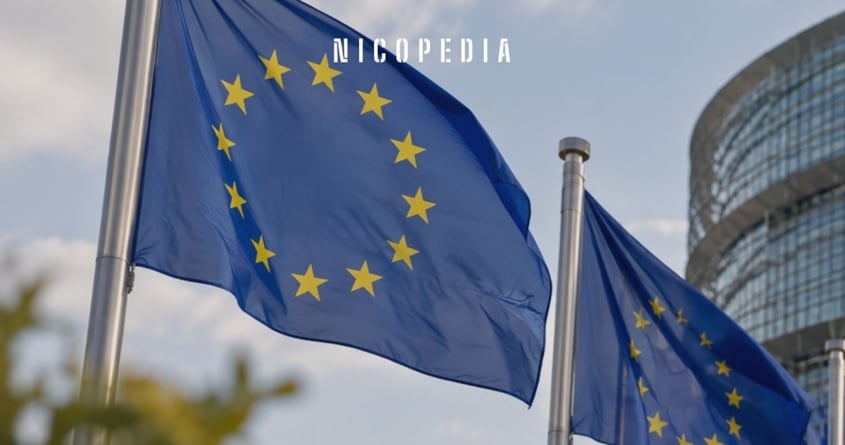 EU-Flaggen um EU-Bericht zu Nikotinprodukten darzustellen