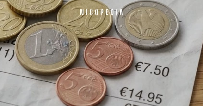 Euro Muenzen auf Rechnung um Steuergesetz darzustellen
