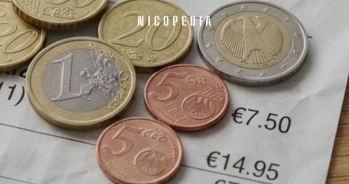 Euro Muenzen auf Rechnung um Steuergesetz darzustellen