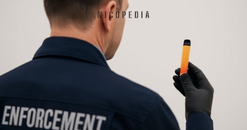 Enforcement officer inspecting a vape, highlighting crackdown on illegal vapes from UK budget