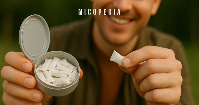 Man smiling with nicotine pouches
