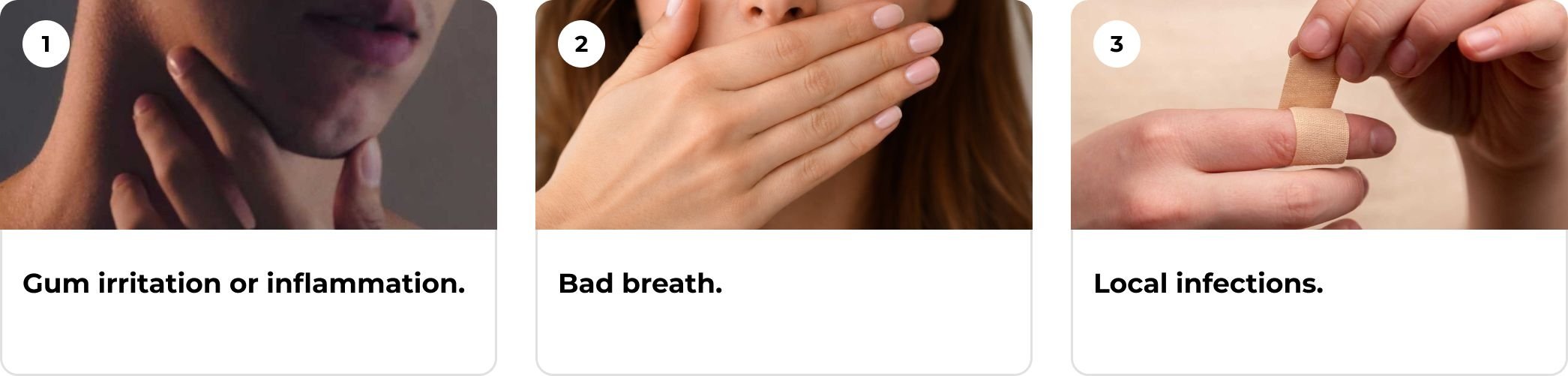 infographic with 3 images depicting the risks of reusing snus