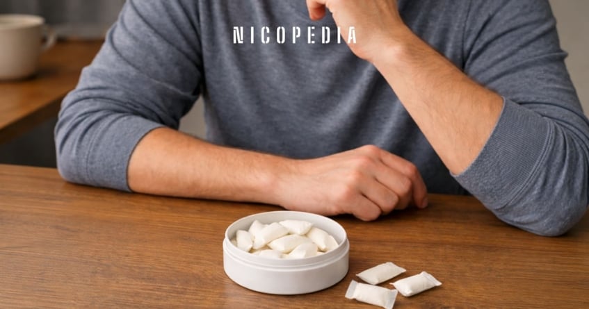 A beginner to snus contemplates nicotine pouches on a table