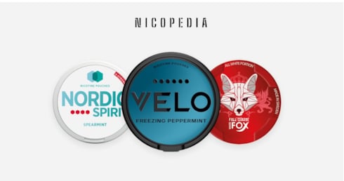VELO Freezing Peppermint, White Fox Full Charge, and Nordic Spirit Spearmint nicotine pouch cans