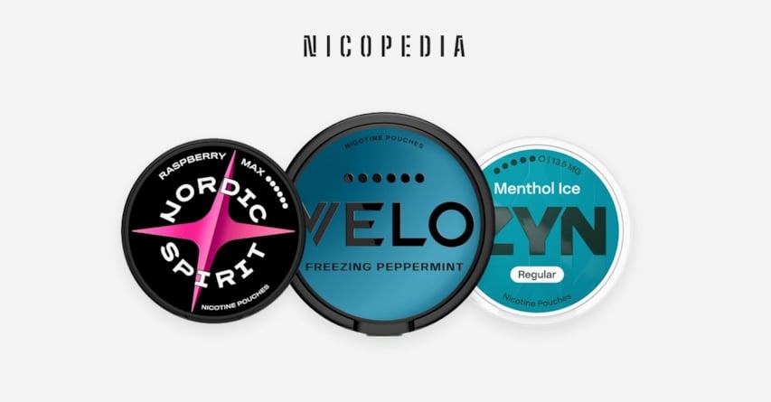 nordic spirit raspberry, velo freezing peppermint, and zyn menthol ice cans