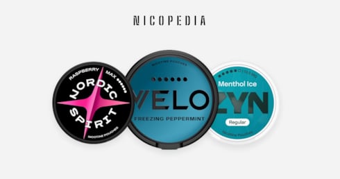 nordic spirit raspberry, velo freezing peppermint, and zyn menthol ice cans